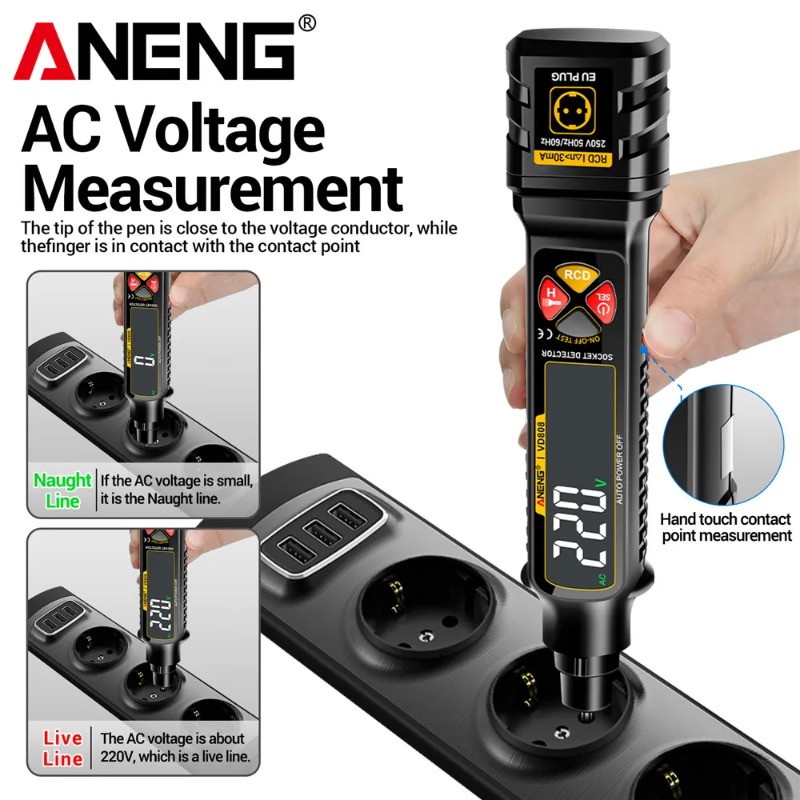 Power Tools Voltage - جهاز ANENG VD808 لقياس الطور وفحص