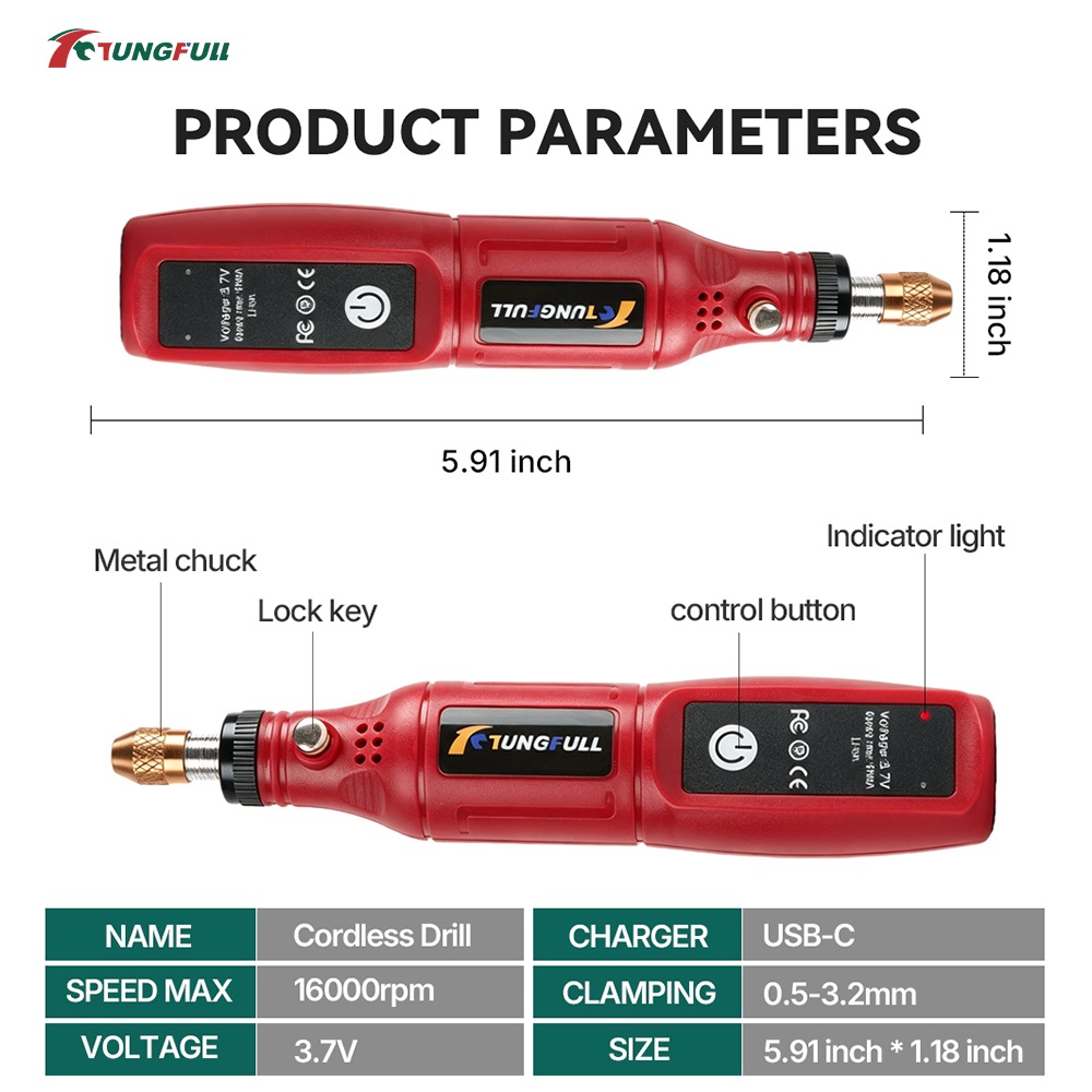 أداة دوارة لاسلكية من TUNGFULL - مراجعة Impact Driver Cordless وسعره